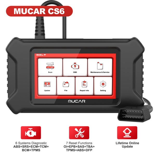 Mucar CS6 Car Scanner Diagnostic Tool with 6 System Scan + 7 Reset ...